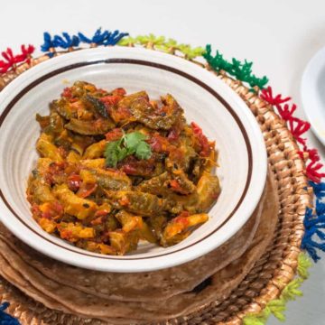 Bitter served in a bowl with lemon chilli and coriander leaves.