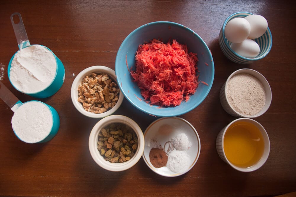 Ingredients of carrot cake