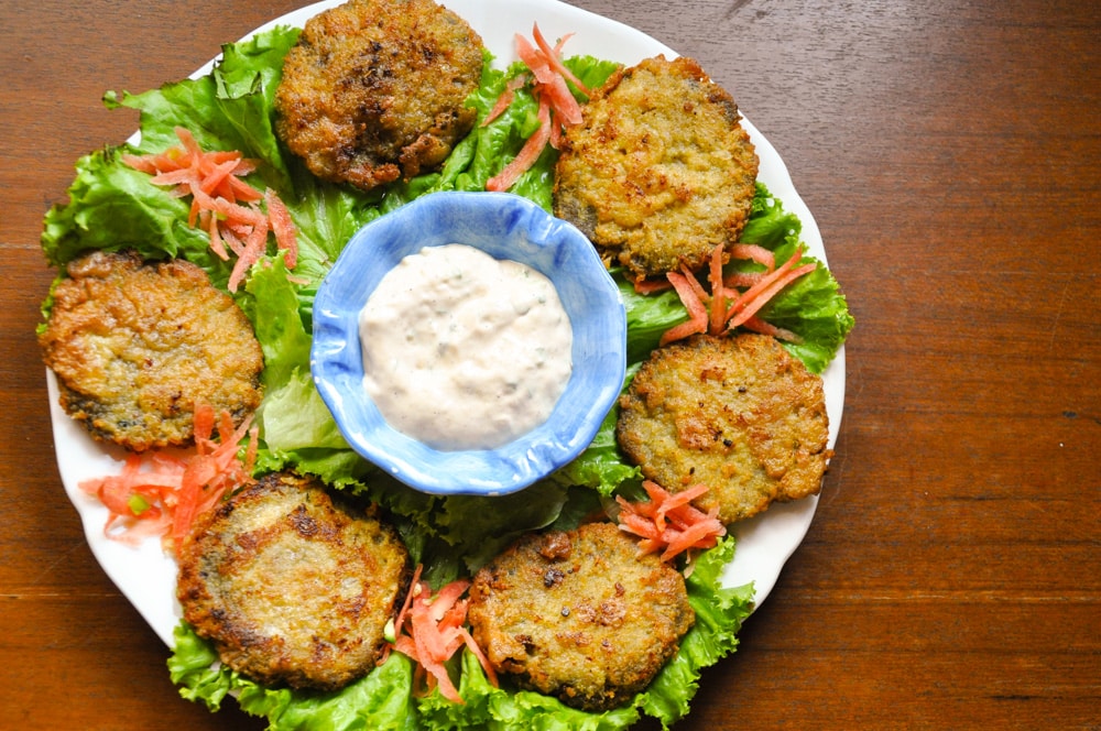 Pakistani Bohra Keema cutlets served in a plate.