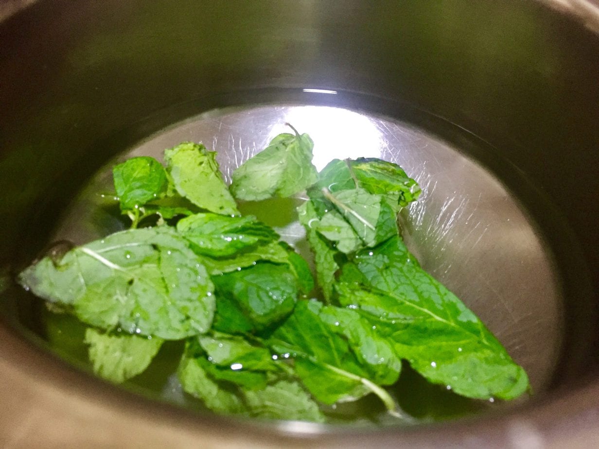 boil mint leaves,
