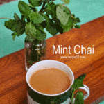 Mint milk tea served in cup,