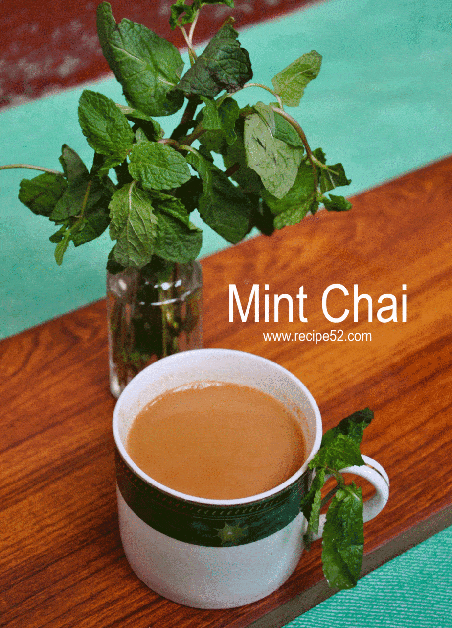 Mint milk tea served in cup,