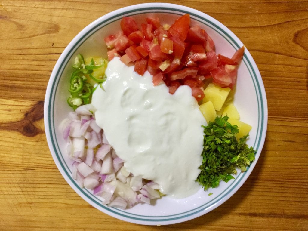 mix potato salad with yogurt