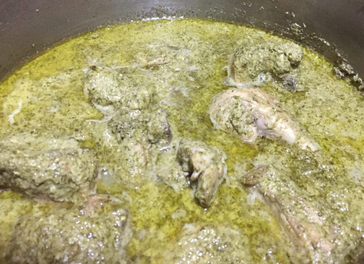 Hariyali chicken curry is ready.
