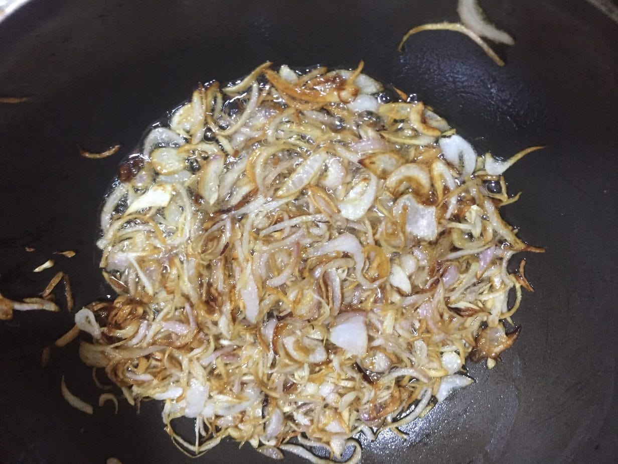 fry onions for garnish.