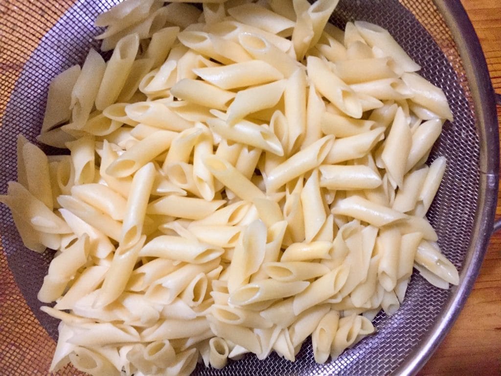 pasta are boiled for salad
