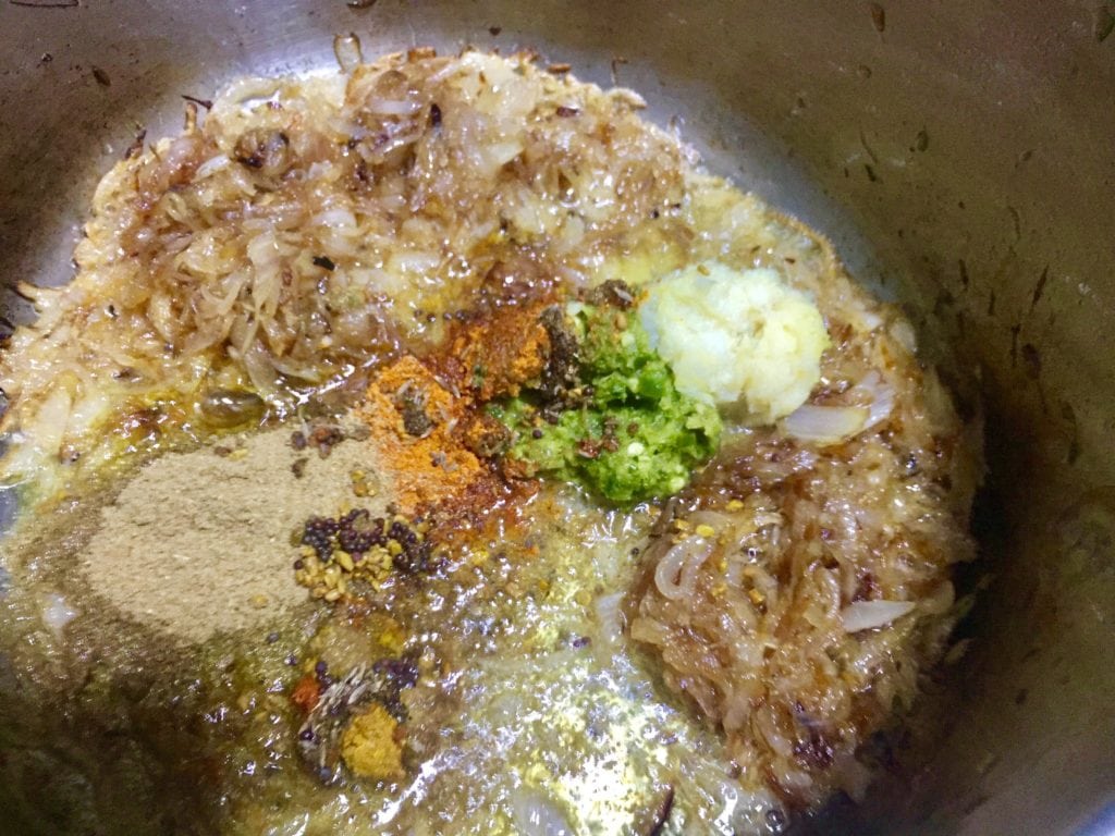 cooking vegetable biryani