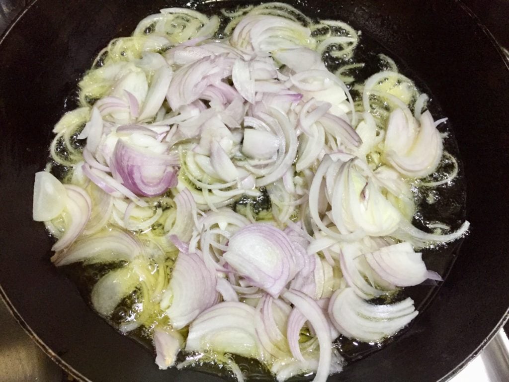 frying onions