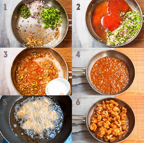 Steps for making manchurian gravy.