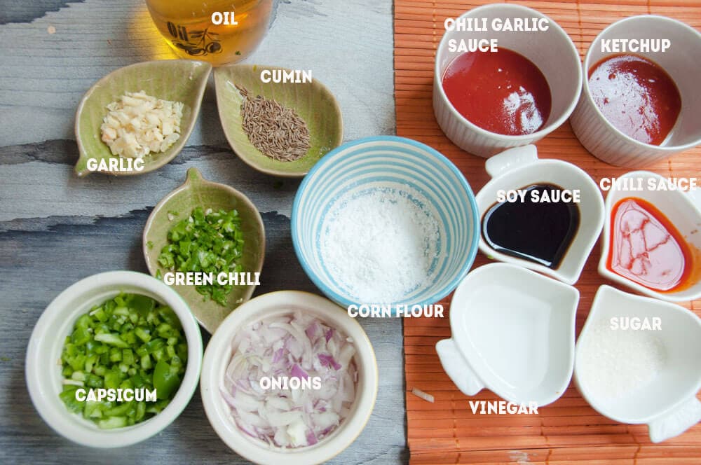Ingredients for Manchurian Gravy