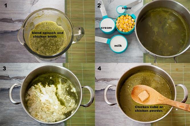 Steps to make cream of spinach soup.