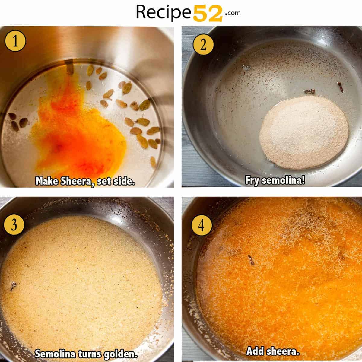 Steps to make sooji halwa.