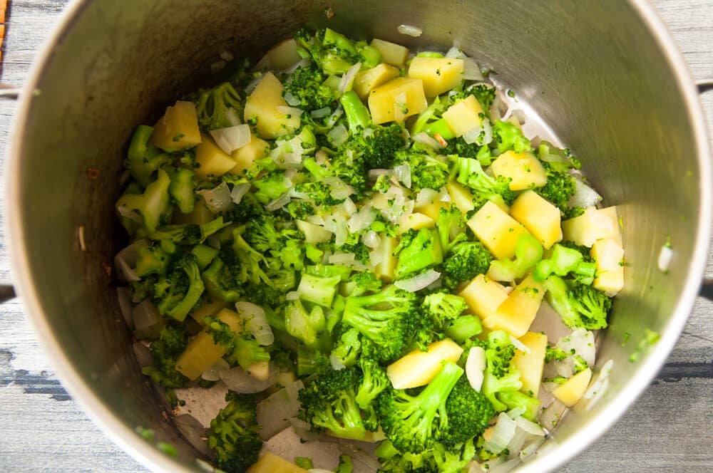 Broccoli turns bright green.