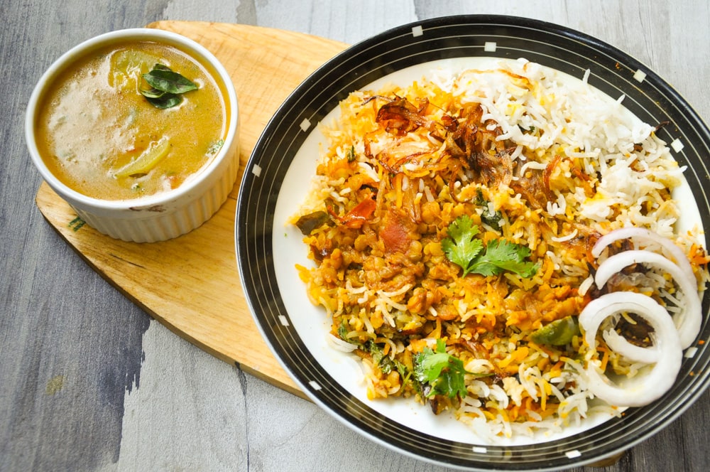 Daal Chawal Palidu served in a plate.