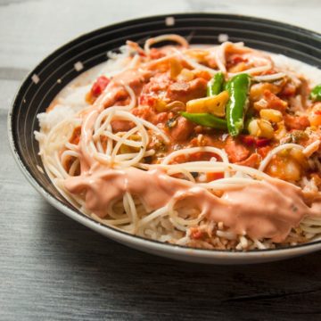 Sinporean rice served in plate.