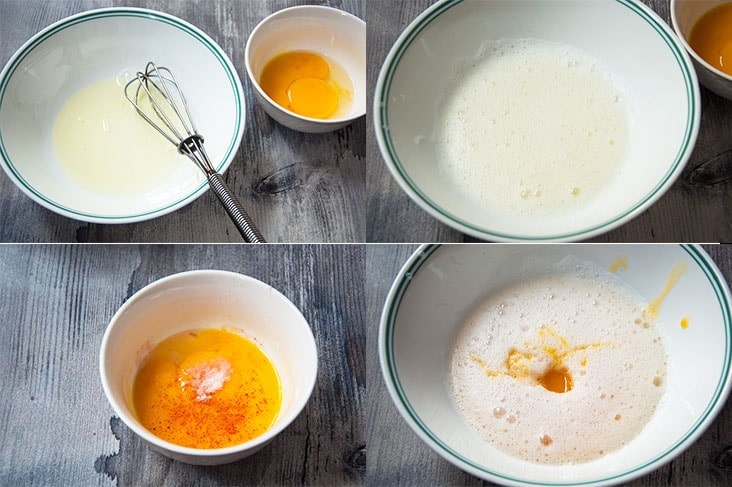 Make egg wash for chicken.