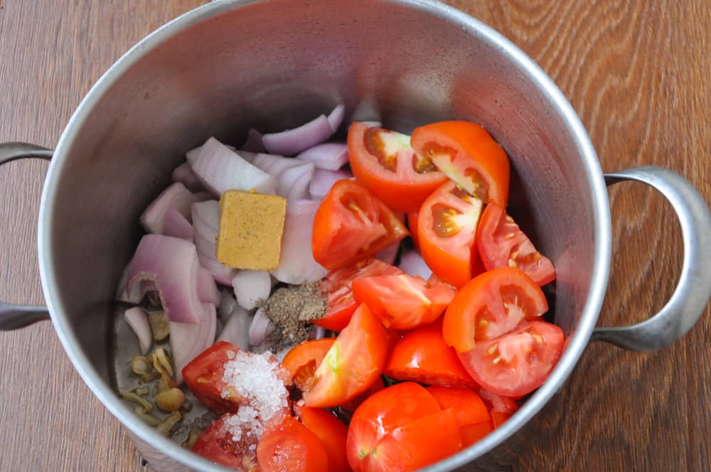 add tomatoes and onions.