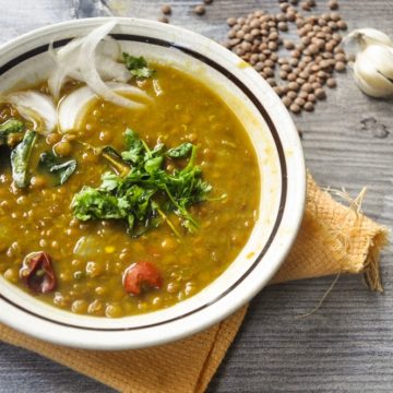 Masoor daal served in bowl.