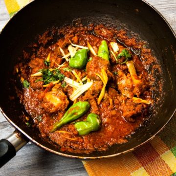 Lamb Karahi gosht in a wok