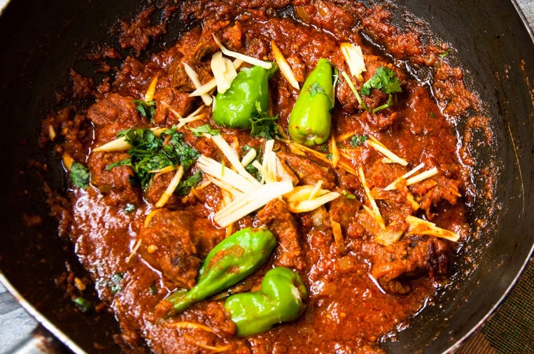 Lamb Karahi close-up view that is ready to eat.