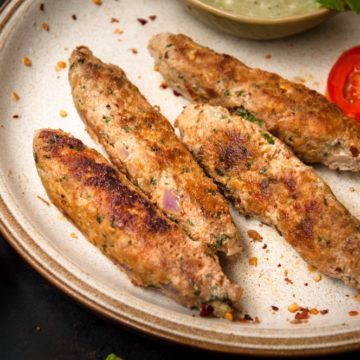 seekh kabab served in a plate.