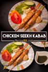 A college showing chicken seekh kabab with salads on the side.
