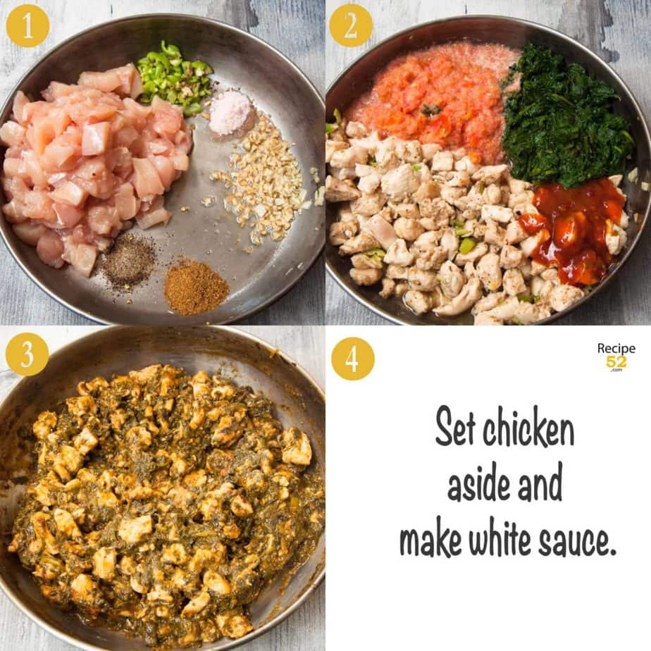 steps to make Spinach Chicken Filling