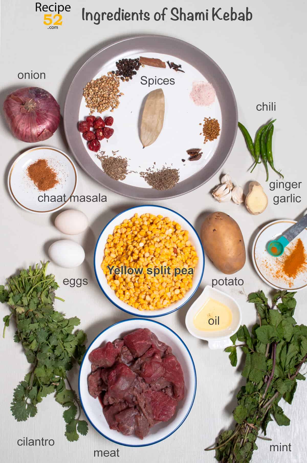 Ingredients of shami kebab
