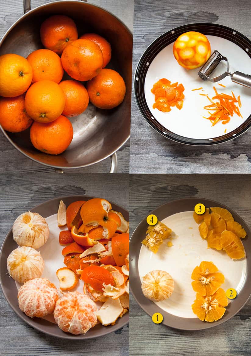 Preparing oranges for jam.