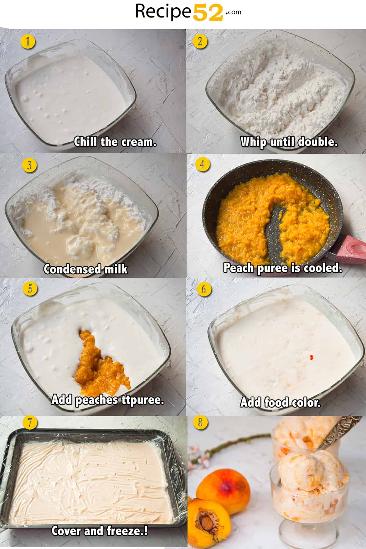 Steps to make Peach Ice Cream
