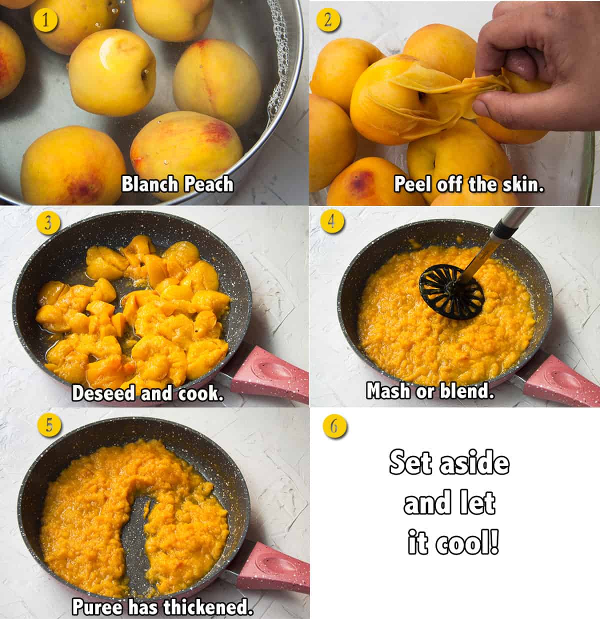 Steps to make peach puree