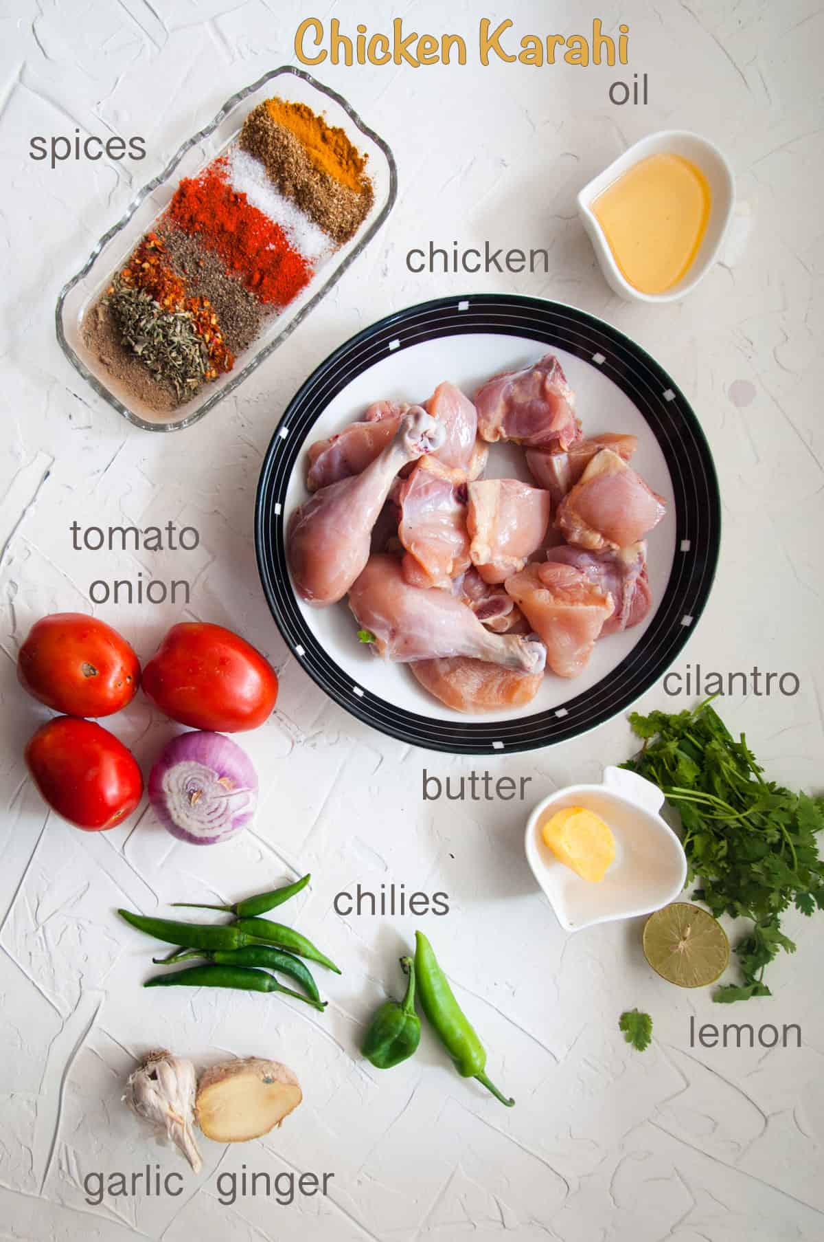 Ingredients for chicken Karahi