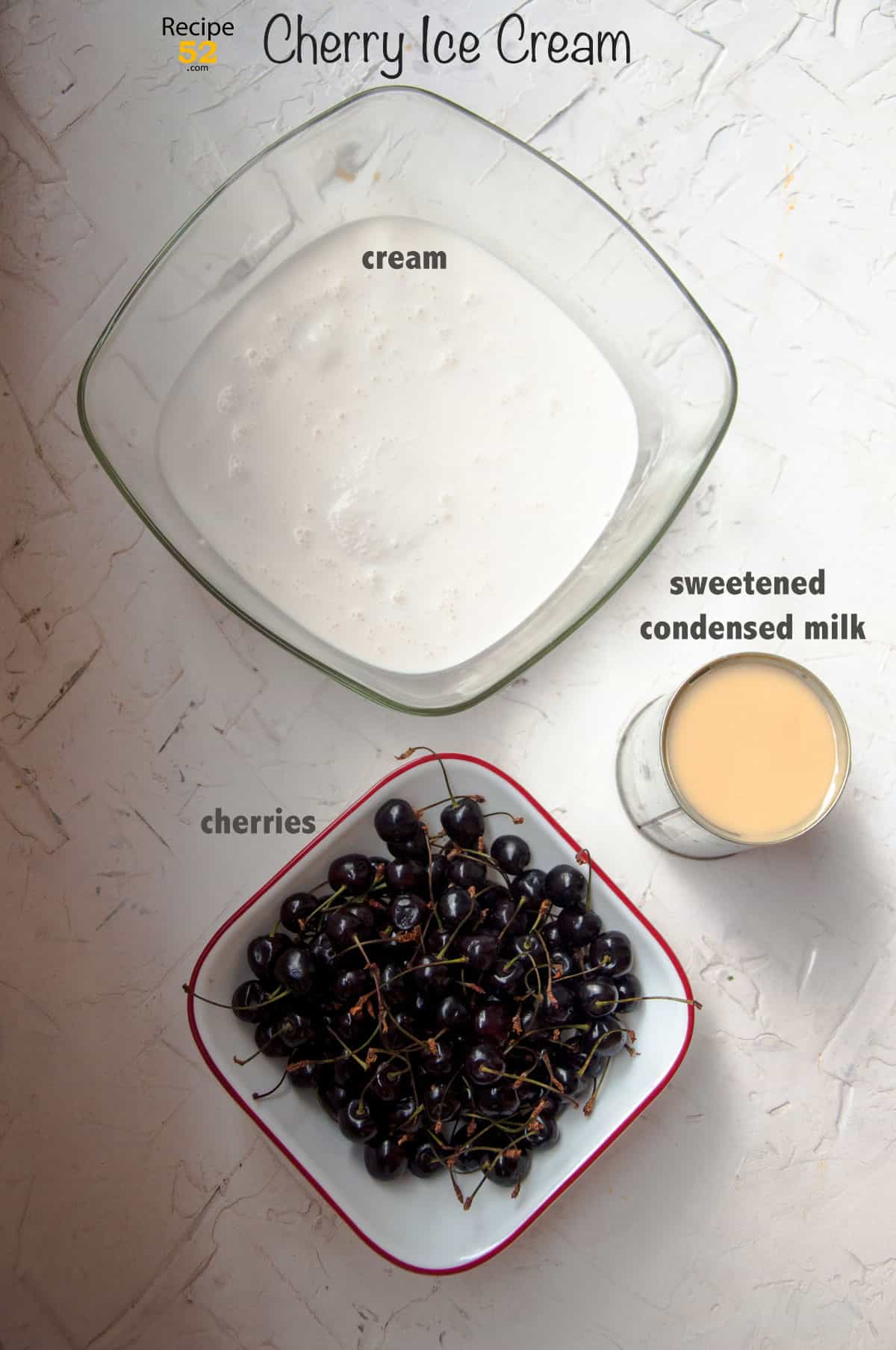 Ingredients of cherry ice cream