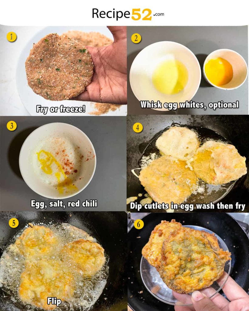 Steps to fry cutlets.
