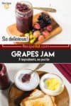 a collage of two grape jam images with overlay text.