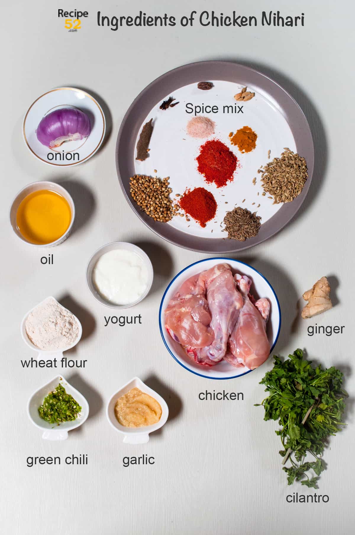 Ingredients on a white background.