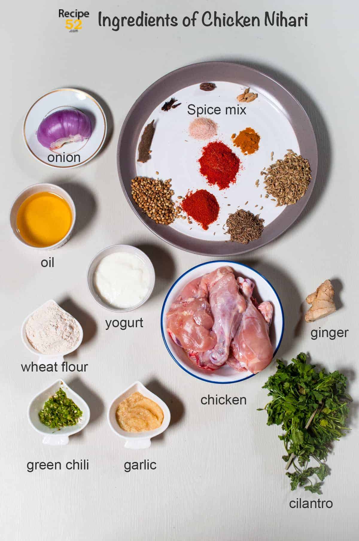 Ingredients on a white background.