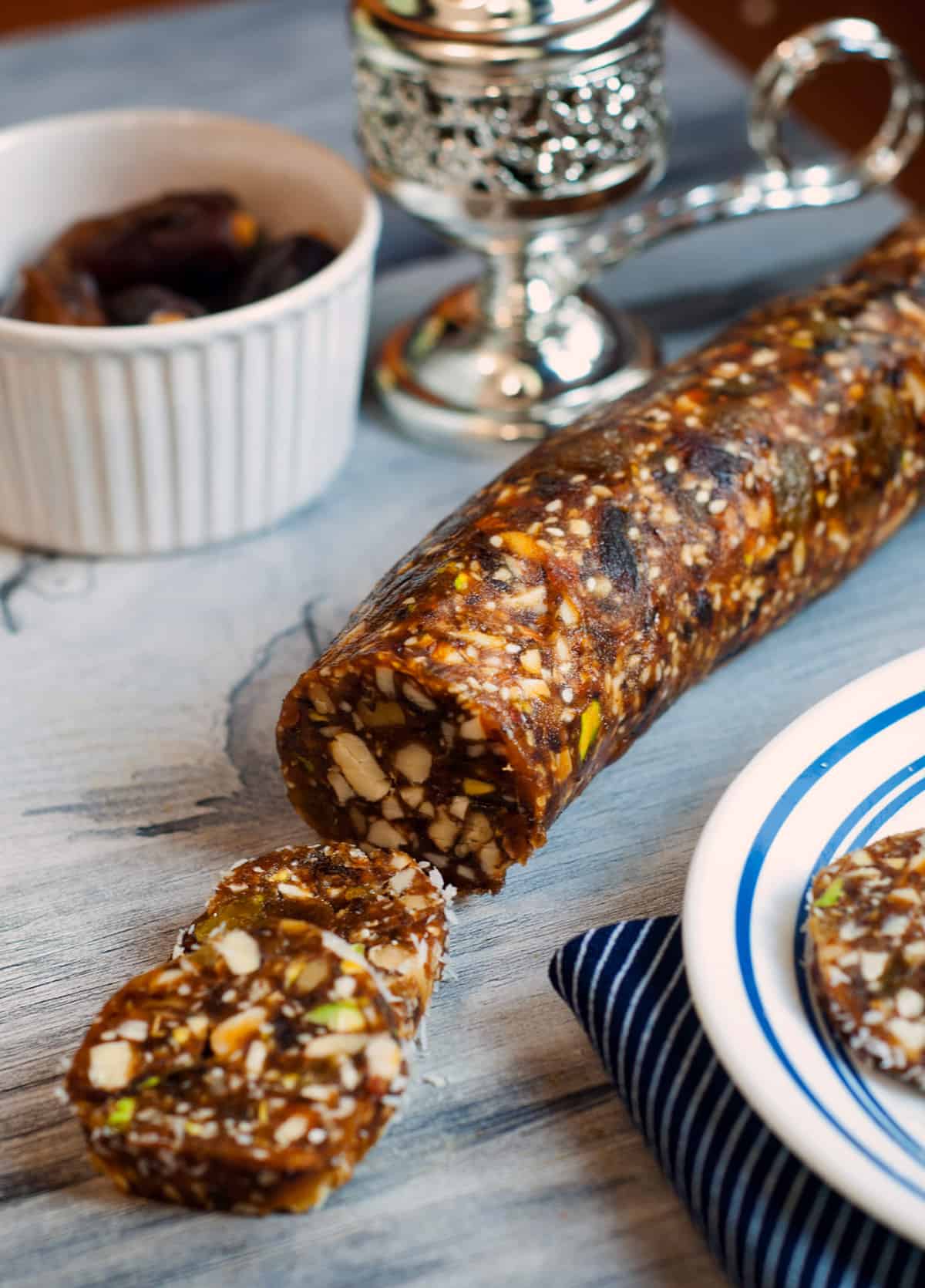Date roll and slices with dates in the background.