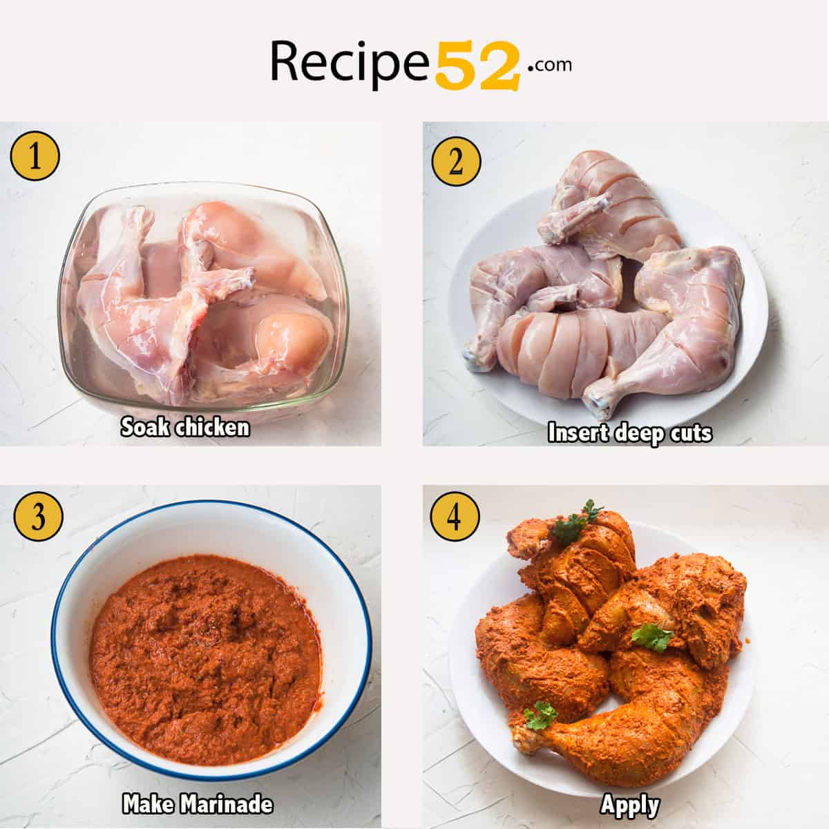 a collage of steps for prepping chicken and marinade.