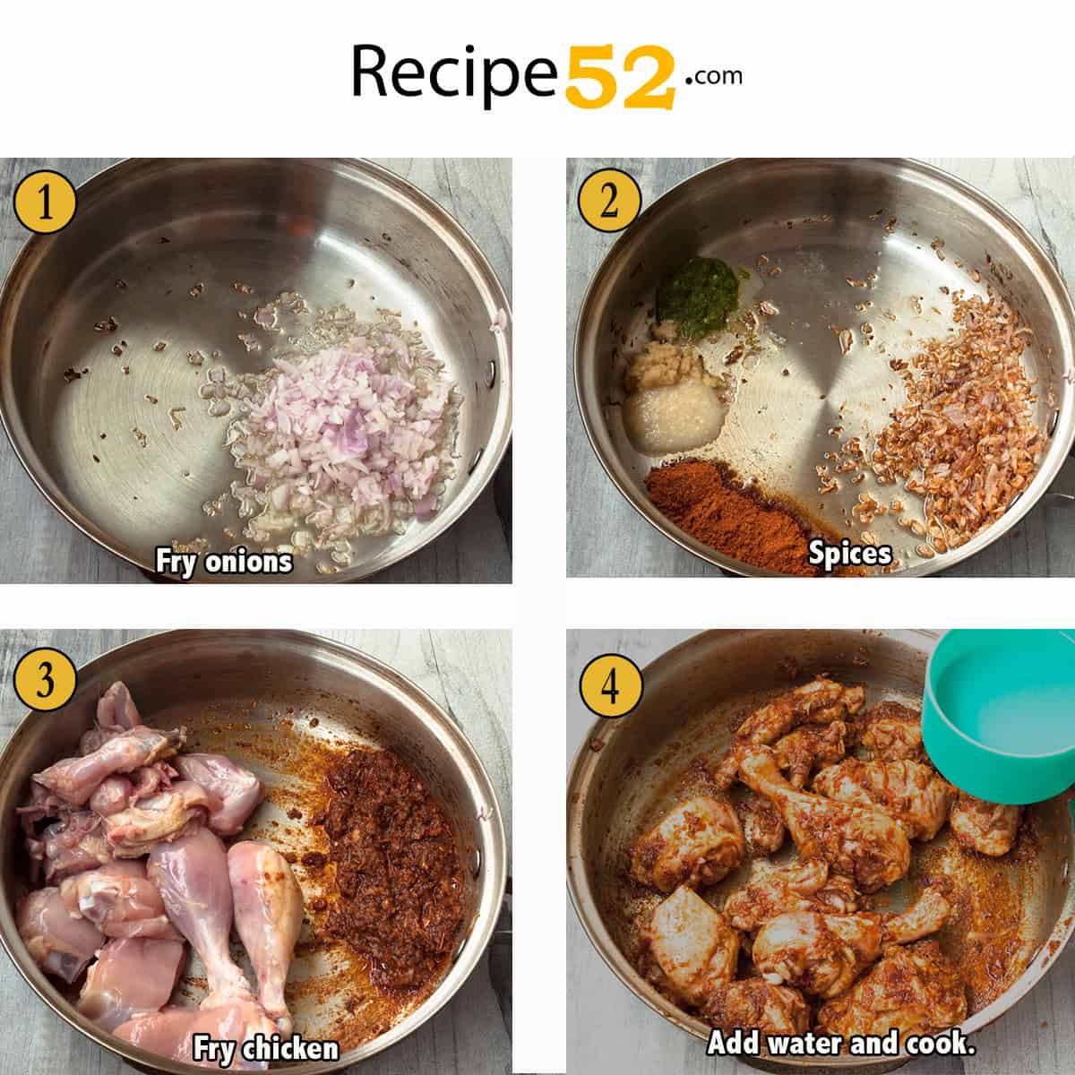 A collage of steps to make Chicken nihari.