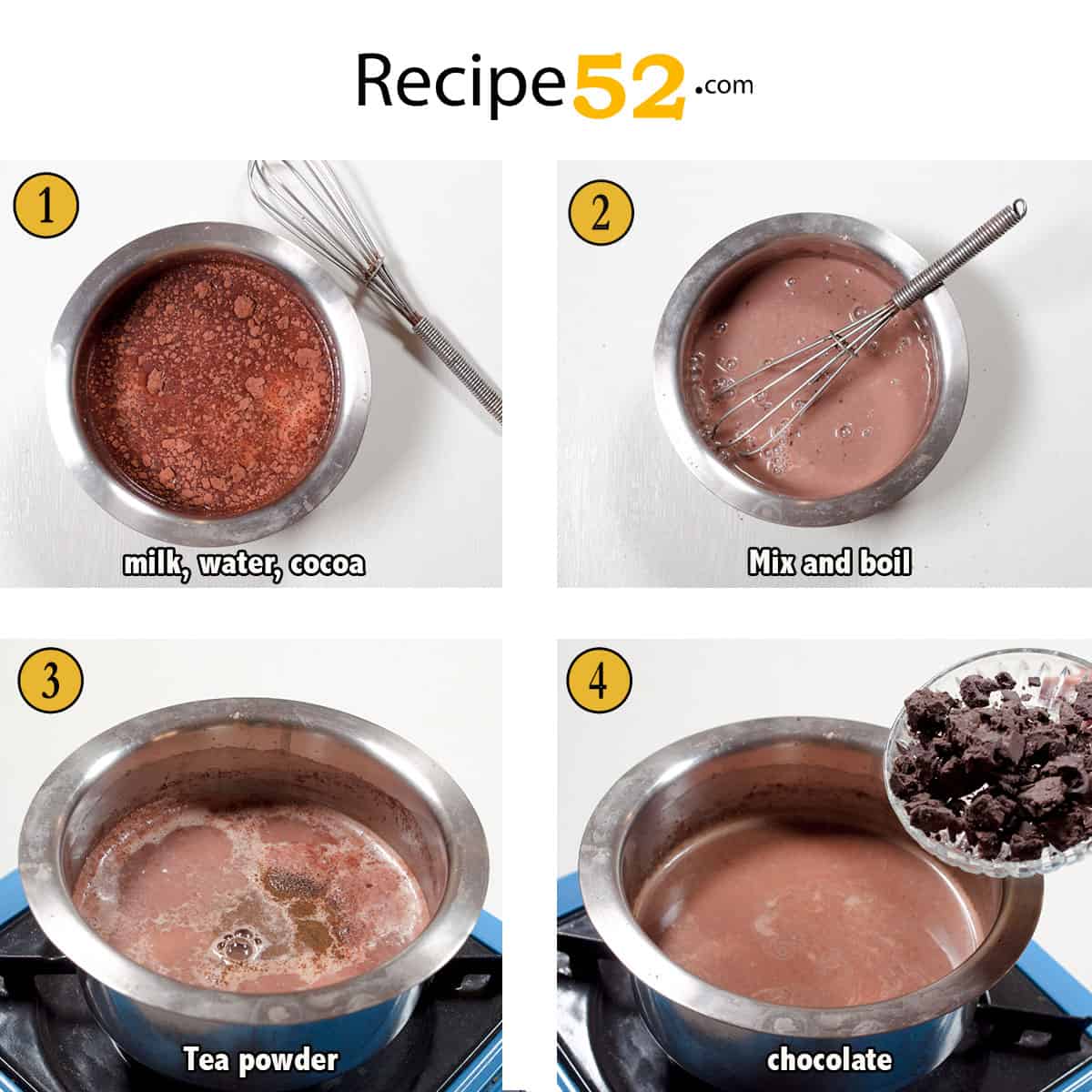 Steps to make chocolate tea.