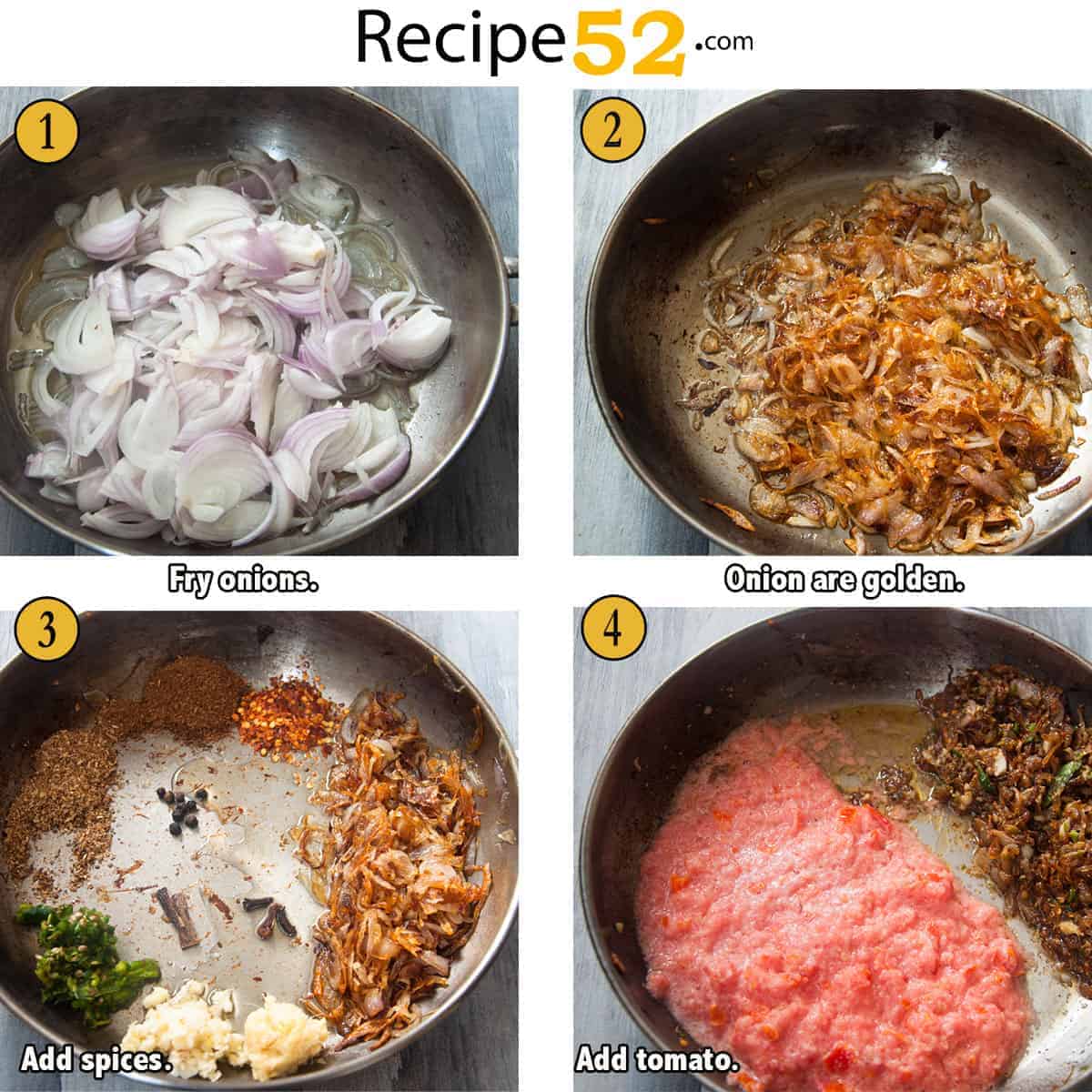 A collage of four steps showing how to make gravy.