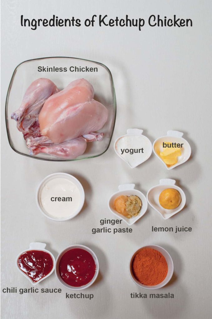 Ingredients of ketchup chicken curry