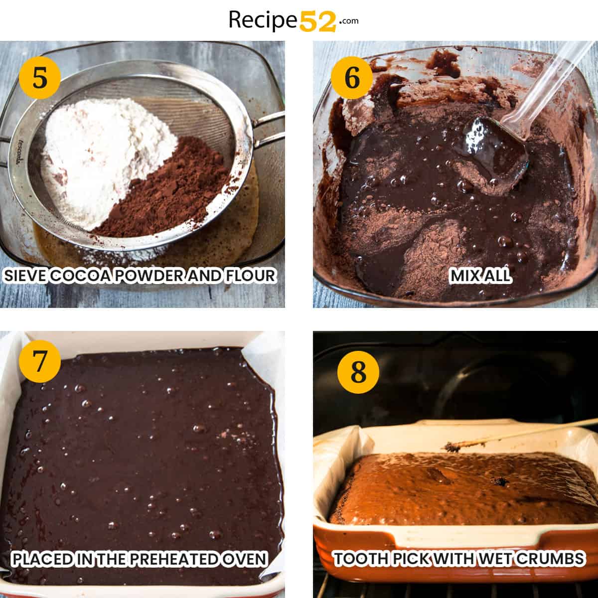 Steps to bake brownies.
