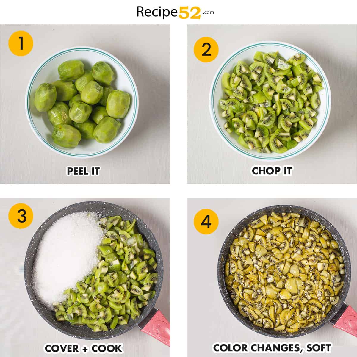 Steps to prepare and cook kiwi.