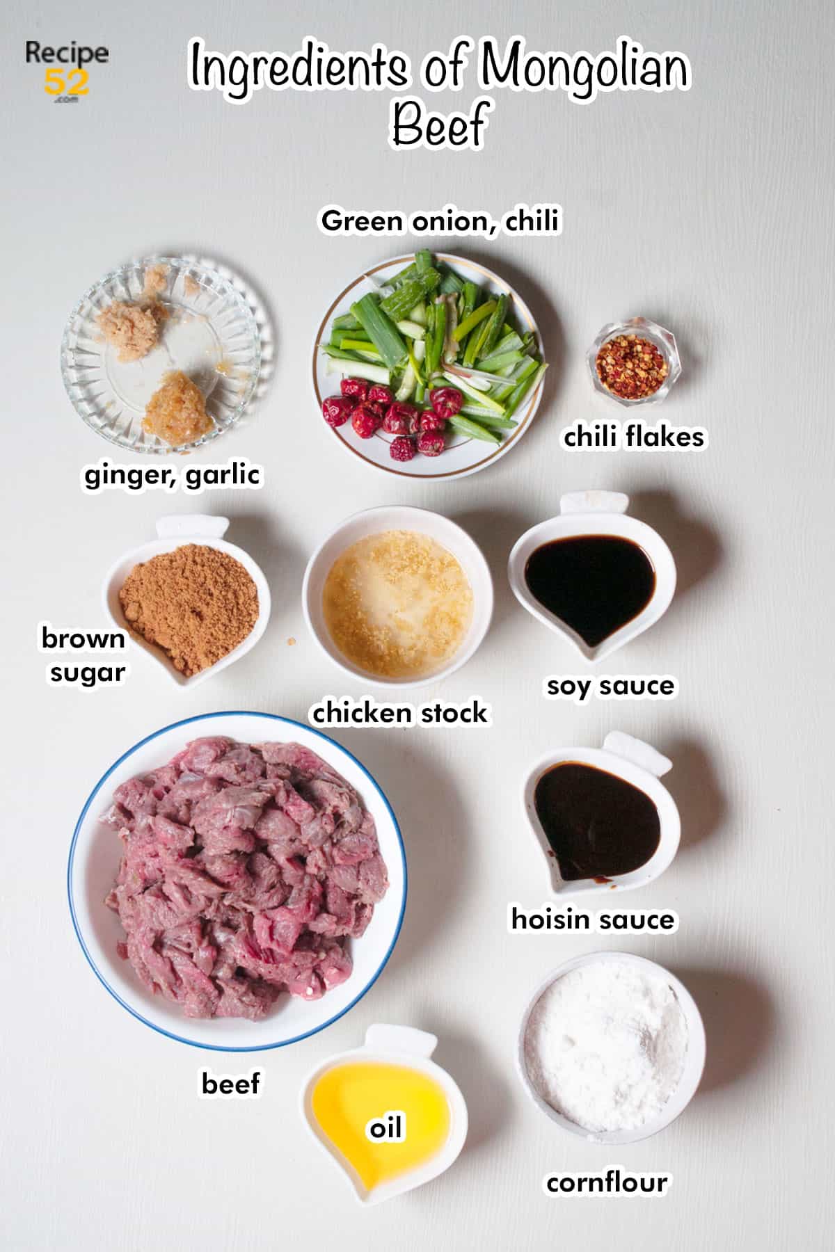 Ingredients of Mongolian Beef.