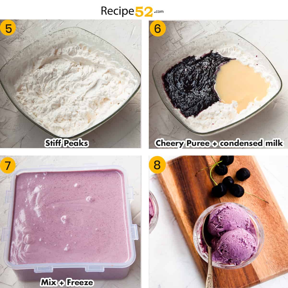 Step to make cherry ice cream.