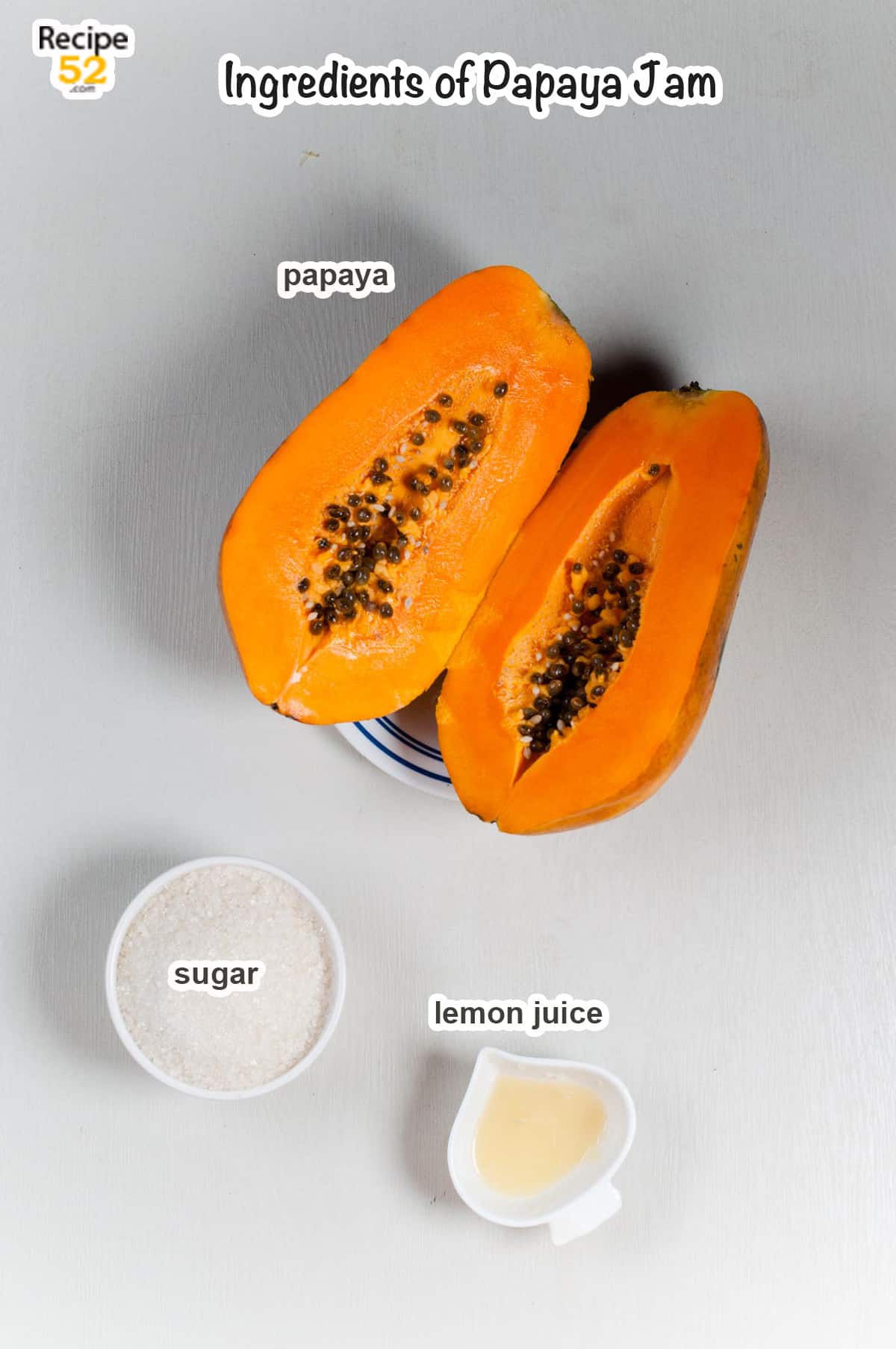 papaya, sugar and lemon juice