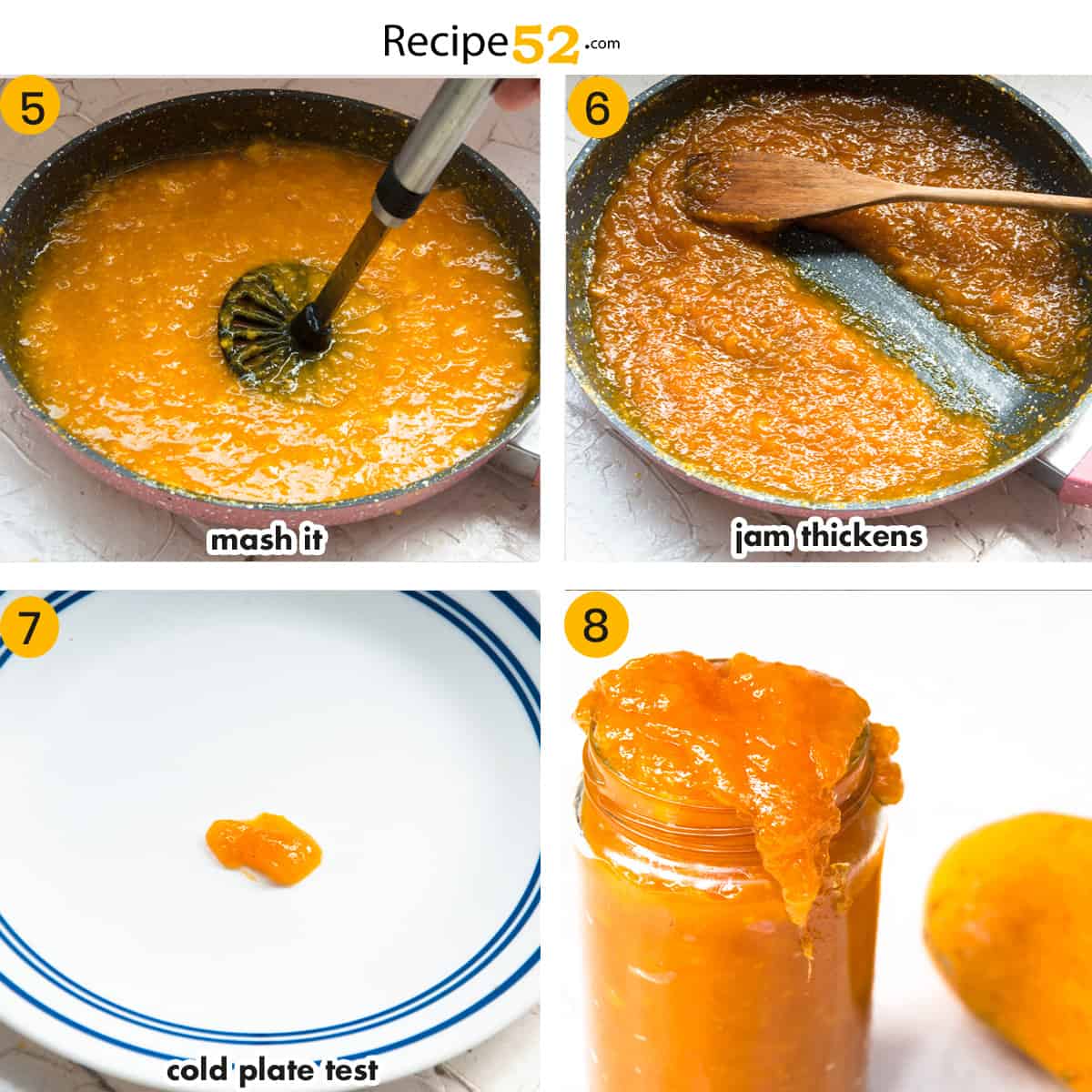 steps to cook and ladle jam.