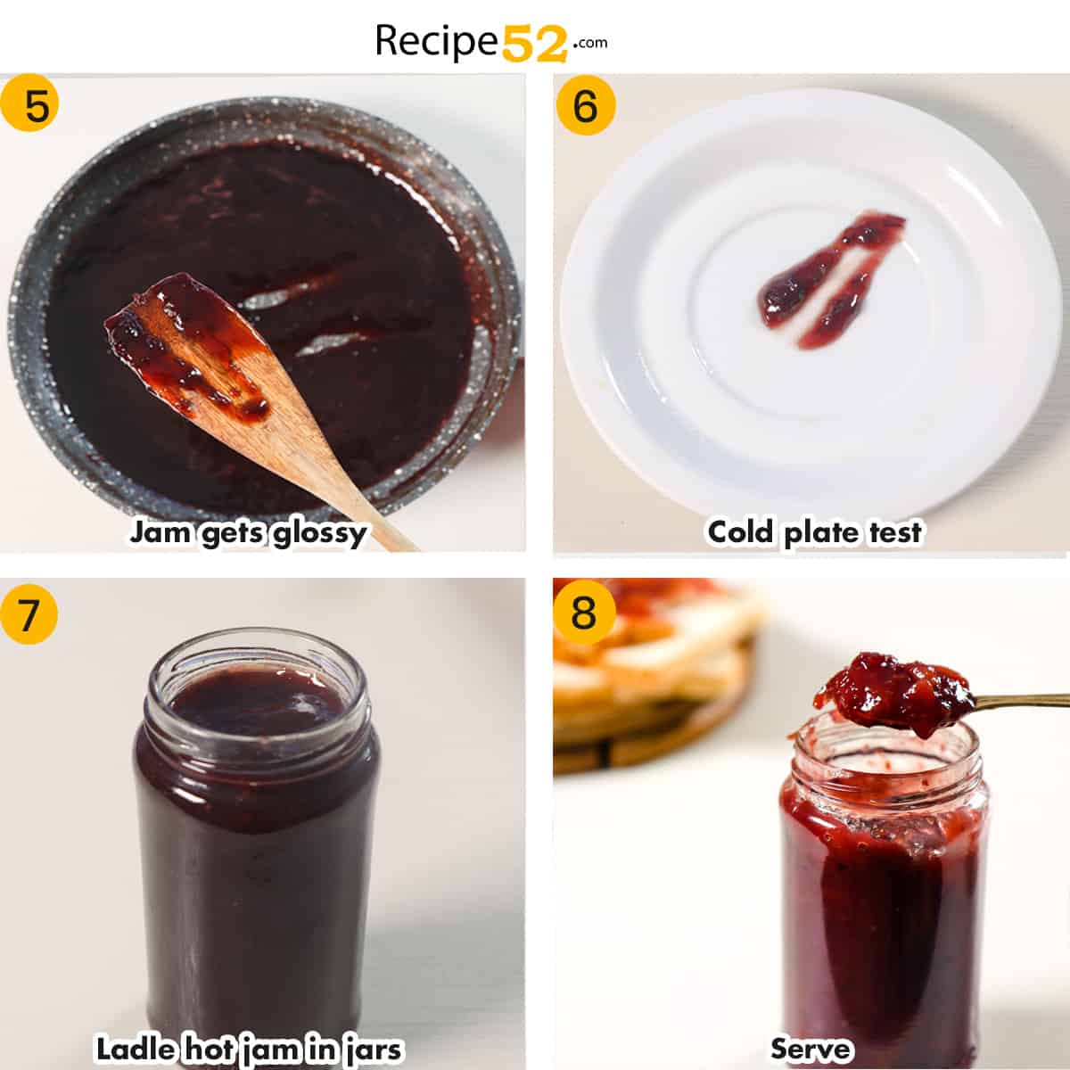 Steps to make jam and test it.